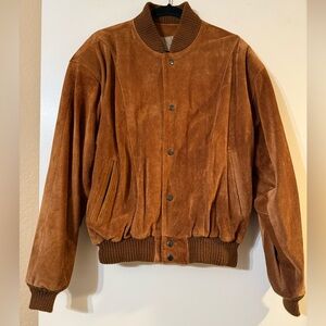 Vintage Comint Brown Suede Bomber Jacket